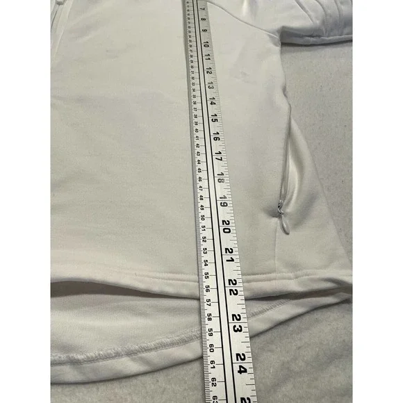 Puma Women's Full-Zip Hoodie Sweatshirt Large White Logo Pintuck Raglan Sleeve - Picture 8 of 10